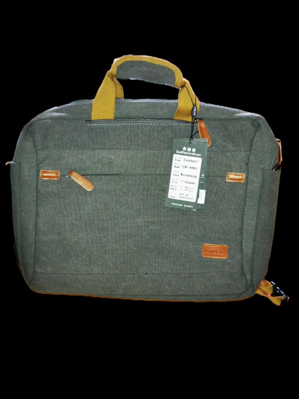 Coolbell Convertible Backpack New With Tags Gray Brown Travel School Work